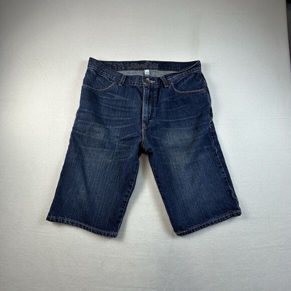 Levis Silvertab Shorts Mens 34 Blue 12" Grunge Denim Jean Shorts Jorts Y2K